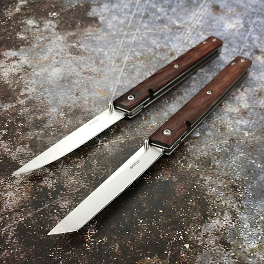 Multi-Purpose CEO Pocket Folding Knife 9Cr18 Steel Knife Outdoor Survival EDC Camping With Rosewood Handle Gift Leather Cover
