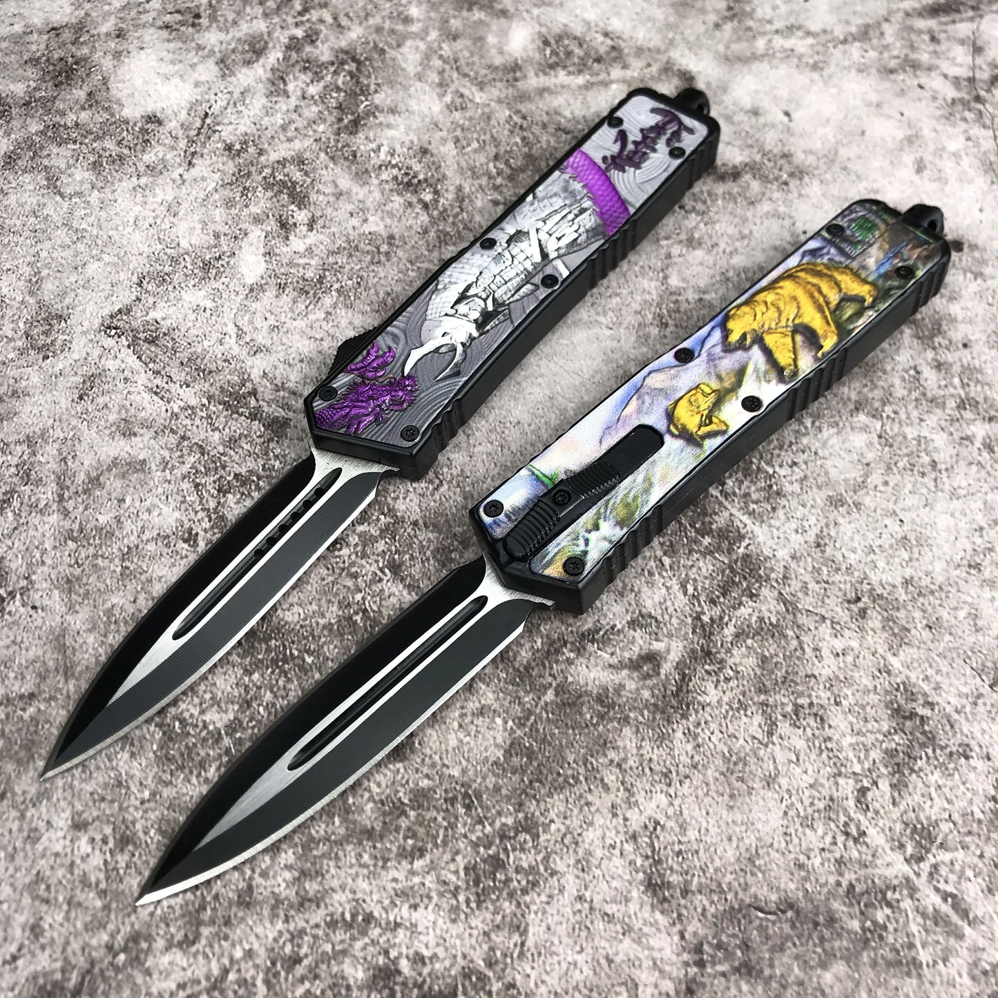 Microtech 7CR13mov steel Adjustable Switchblade Flick Knife OTF Automatic knife Zinc alloy carving handle spring assisted knives camping hunting hand tools