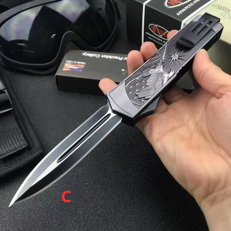 Microtech 7CR13mov steel Adjustable Switchblade Flick Knife OTF Automatic knife Zinc alloy carving handle spring assisted knives camping hunting hand tools