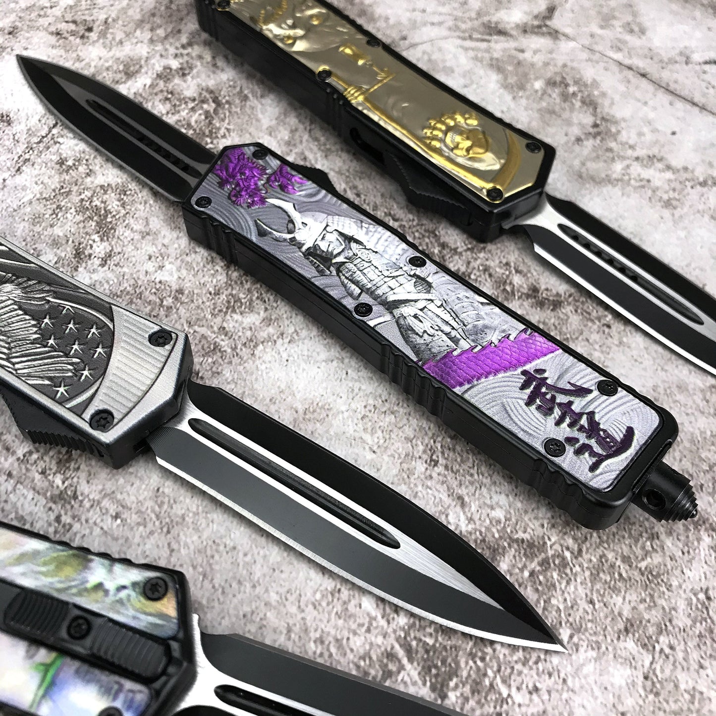 Microtech 7CR13mov steel Adjustable Switchblade Flick Knife OTF Automatic knife Zinc alloy carving handle spring assisted knives camping hunting hand tools