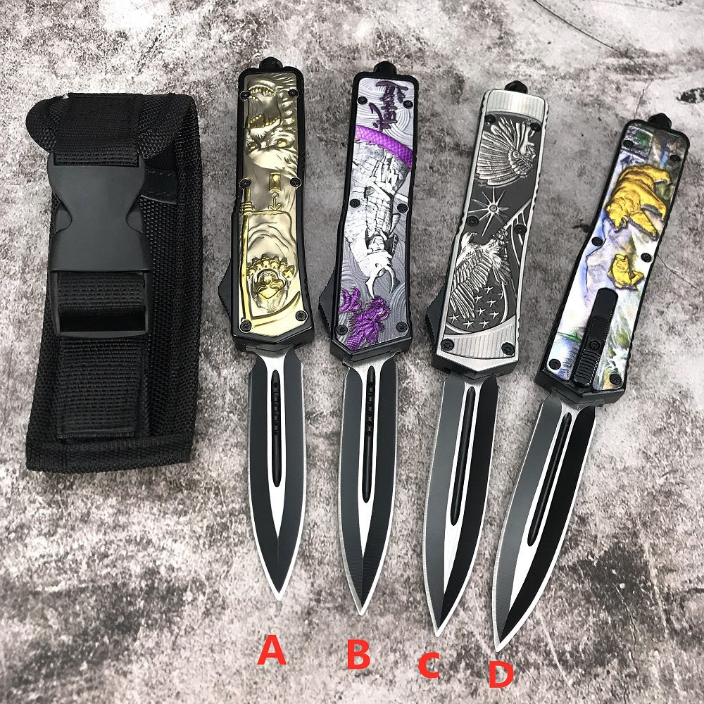 Microtech 7CR13mov steel Adjustable Switchblade Flick Knife OTF Automatic knife Zinc alloy carving handle spring assisted knives camping hunting hand tools