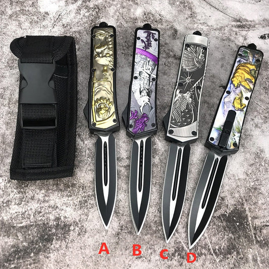 Microtech 7CR13mov steel Adjustable Switchblade Flick Knife OTF Automatic knife Zinc alloy carving handle spring assisted knives camping hunting hand tools