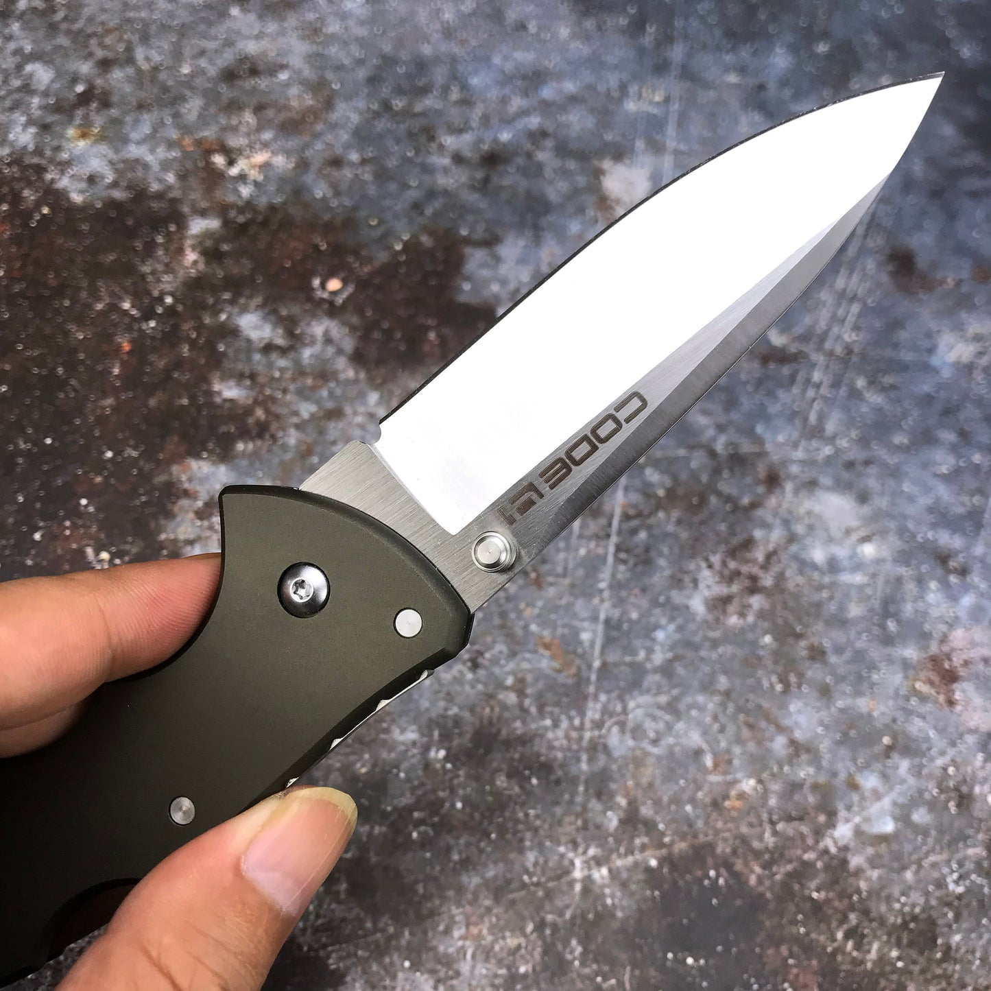 Hot COLD STEEL Code 4 Spear Point Folding Knife 3.5" S35VN Satin Spear Point, Gray Aluminum Handles - 58PAS