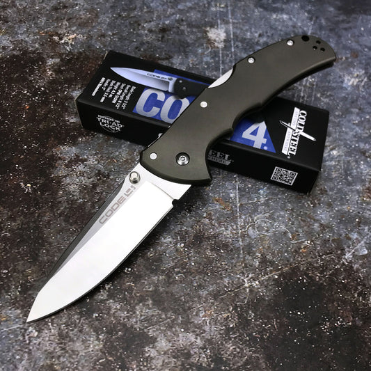 Hot COLD STEEL Code 4 Spear Point Folding Knife 3.5" S35VN Satin Spear Point, Gray Aluminum Handles - 58PAS