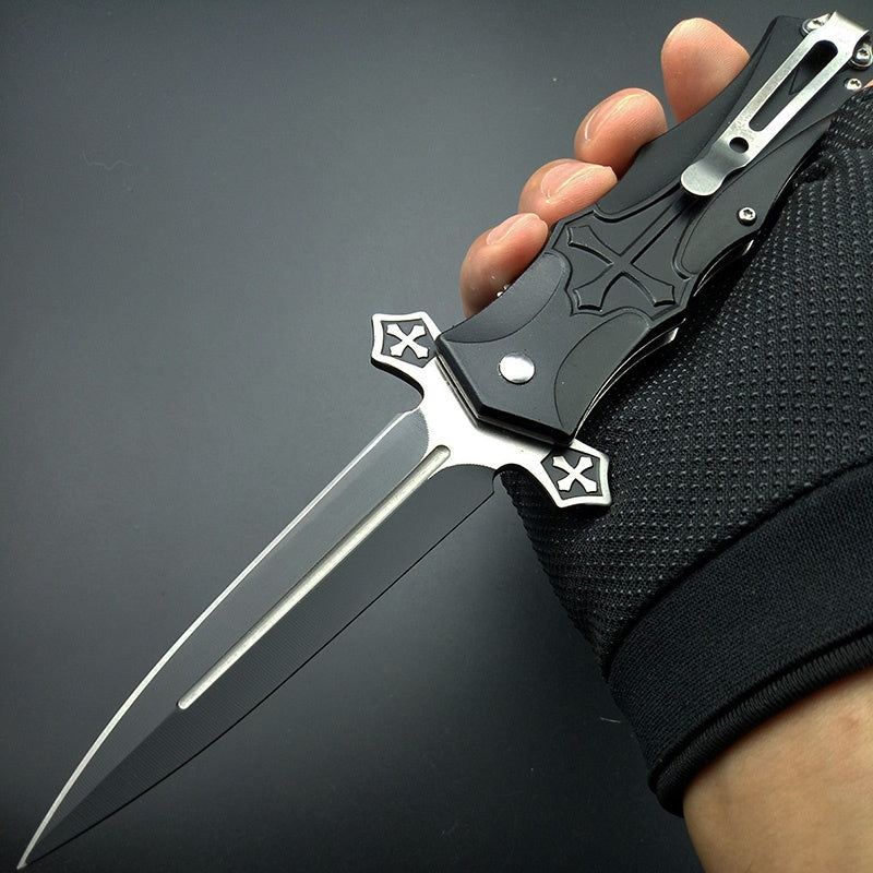 Folding Tactical Stiletto Knife  Outdoor Hunting Pocket Knives  Assisting Spring Knife Survival Knife Camping Knife