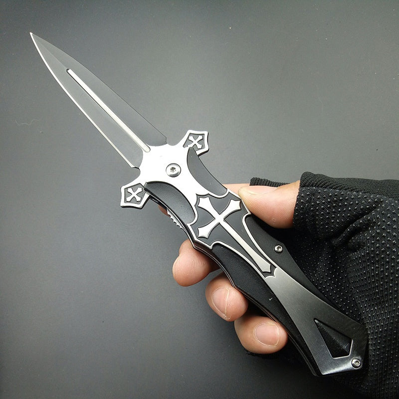 Folding Tactical Stiletto Knife  Outdoor Hunting Pocket Knives  Assisting Spring Knife Survival Knife Camping Knife