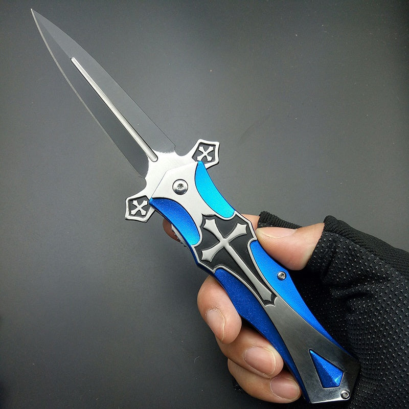 Folding Tactical Stiletto Knife  Outdoor Hunting Pocket Knives  Assisting Spring Knife Survival Knife Camping Knife