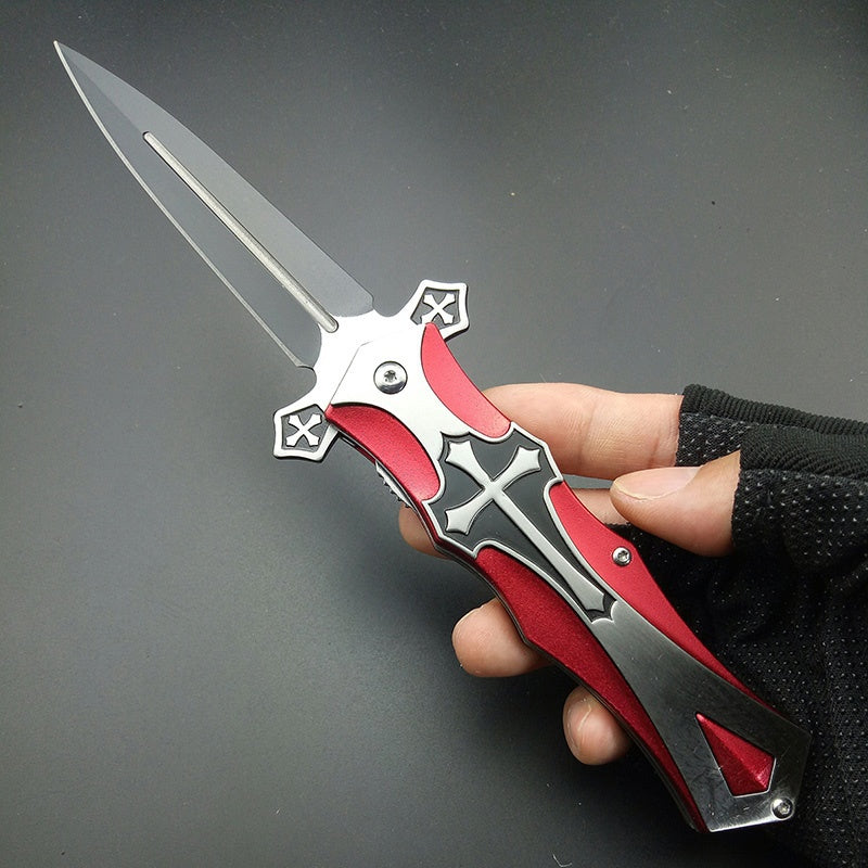 Folding Tactical Stiletto Knife  Outdoor Hunting Pocket Knives  Assisting Spring Knife Survival Knife Camping Knife