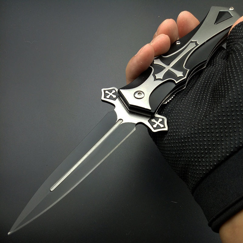 Folding Tactical Stiletto Knife  Outdoor Hunting Pocket Knives  Assisting Spring Knife Survival Knife Camping Knife