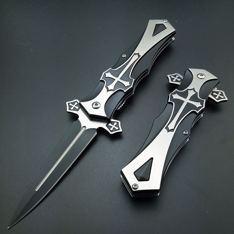Folding Tactical Stiletto Knife  Outdoor Hunting Pocket Knives  Assisting Spring Knife Survival Knife Camping Knife