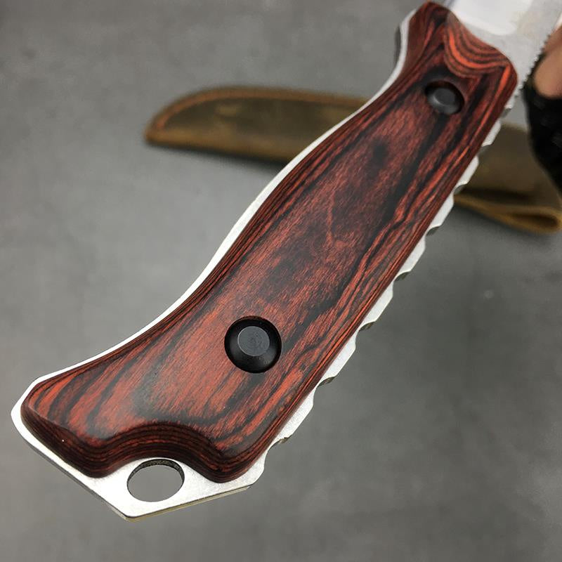 Benchmade Hunt Hidden Canyon Hunter Fixed Blade Knife 2.79" S30V Drop Point, Stabilized Wood Handles, Leather Sheath - 15017