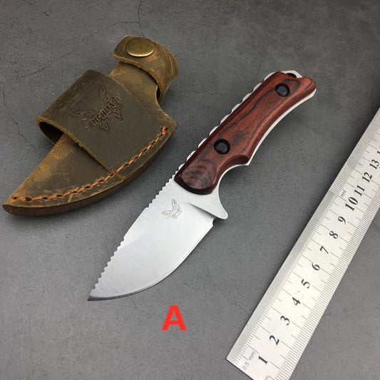 Benchmade Hunt Hidden Canyon Hunter Fixed Blade Knife 2.79" S30V Drop Point, Stabilized Wood Handles, Leather Sheath - 15017