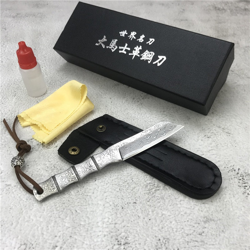 High Hardness Damascus Steel Knives Outdoor Portable Fixed Blade Knife Tactical Survival Camping Hiking Knife with Knife Cover Hunting Gear