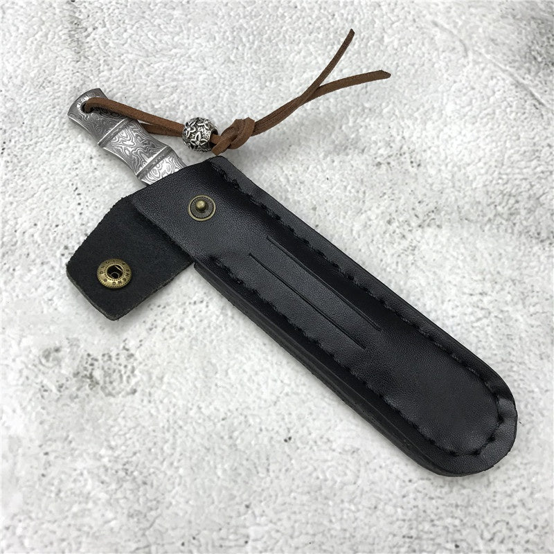 High Hardness Damascus Steel Knives Outdoor Portable Fixed Blade Knife Tactical Survival Camping Hiking Knife with Knife Cover Hunting Gear