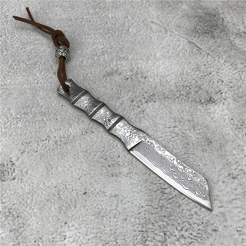 High Hardness Damascus Steel Knives Outdoor Portable Fixed Blade Knife Tactical Survival Camping Hiking Knife with Knife Cover Hunting Gear