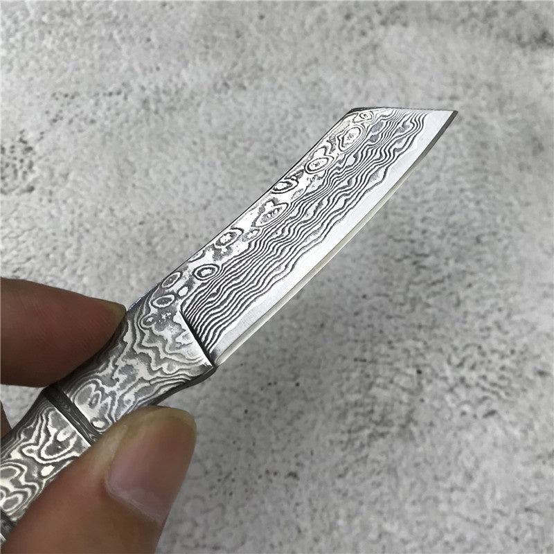 High Hardness Damascus Steel Knives Outdoor Portable Fixed Blade Knife Tactical Survival Camping Hiking Knife with Knife Cover Hunting Gear