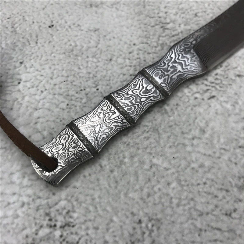 High Hardness Damascus Steel Knives Outdoor Portable Fixed Blade Knife Tactical Survival Camping Hiking Knife with Knife Cover Hunting Gear