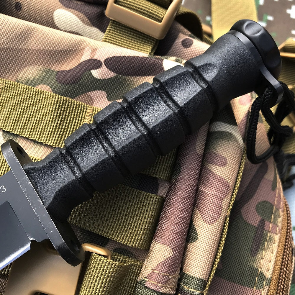 Columbia BLACK TACTICAL HUNTING FIXED BLADE MILITARY COMBAT SURVIVAL KNIFE + NYLON SHEATH