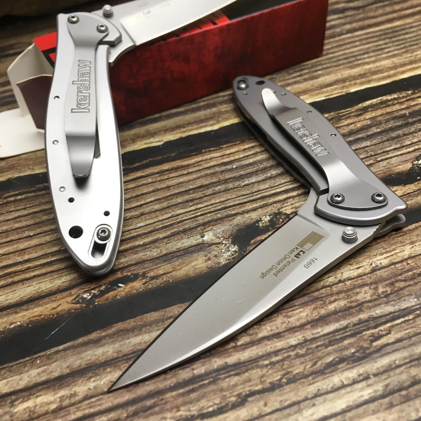 Kershaw 1660 Folding Knife Ken Onion Leek Assisted Flipper Pocket Folding Knife 3"" Bead Blast Plain Blade, Stainless Steel Handles Sandvik 14C28N Blade Best Buy from Outdoor Gear Lab Includes Frame Lock, SpeedSafe Assisted Opening and Reversible Pocketcl