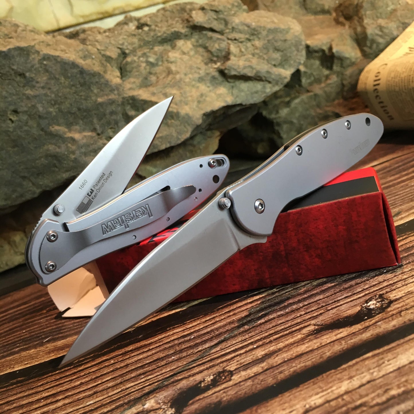 Kershaw 1660 Folding Knife Ken Onion Leek Assisted Flipper Pocket Folding Knife 3"" Bead Blast Plain Blade, Stainless Steel Handles Sandvik 14C28N Blade Best Buy from Outdoor Gear Lab Includes Frame Lock, SpeedSafe Assisted Opening and Reversible Pocketcl
