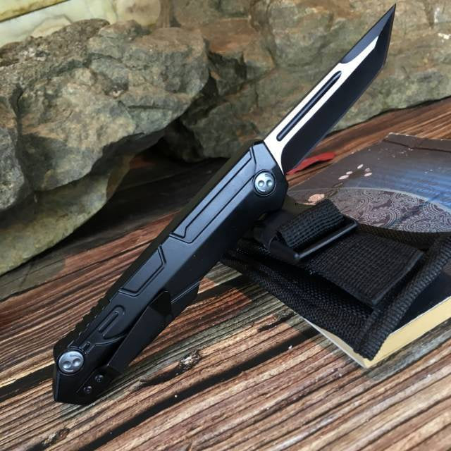 AUTOMATIC Tactical Spring Assist OTF Knife 440C Blade Knife Outdoor Army Hunting Camping Survival Knife EDC Tool With Nylon Sheath
