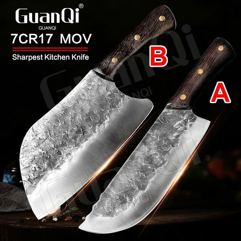 Forged Kitchen Stainless Steel Butcher Knife Meat Cleaver Butcher Knife Handmade Forged Sharp Cleaver Wide Blade Professional Butcher Knife Utility Vegetable Knives Kitchen Professional Chef Knives High Quality Stainless Steel Kitchen Butcher Cleaver Knif