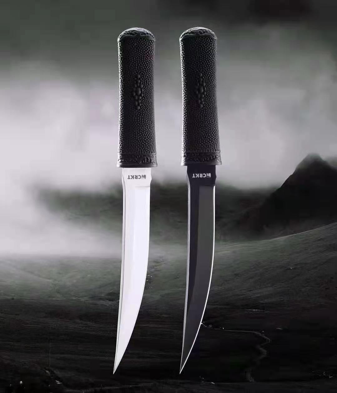 CRKT 2907K CEO Gentleman's Fixed Blade Knife EDC 9cr18mov Blade Non-slip Rubber Handle Tactical Knife With Plastic Knife Sheath