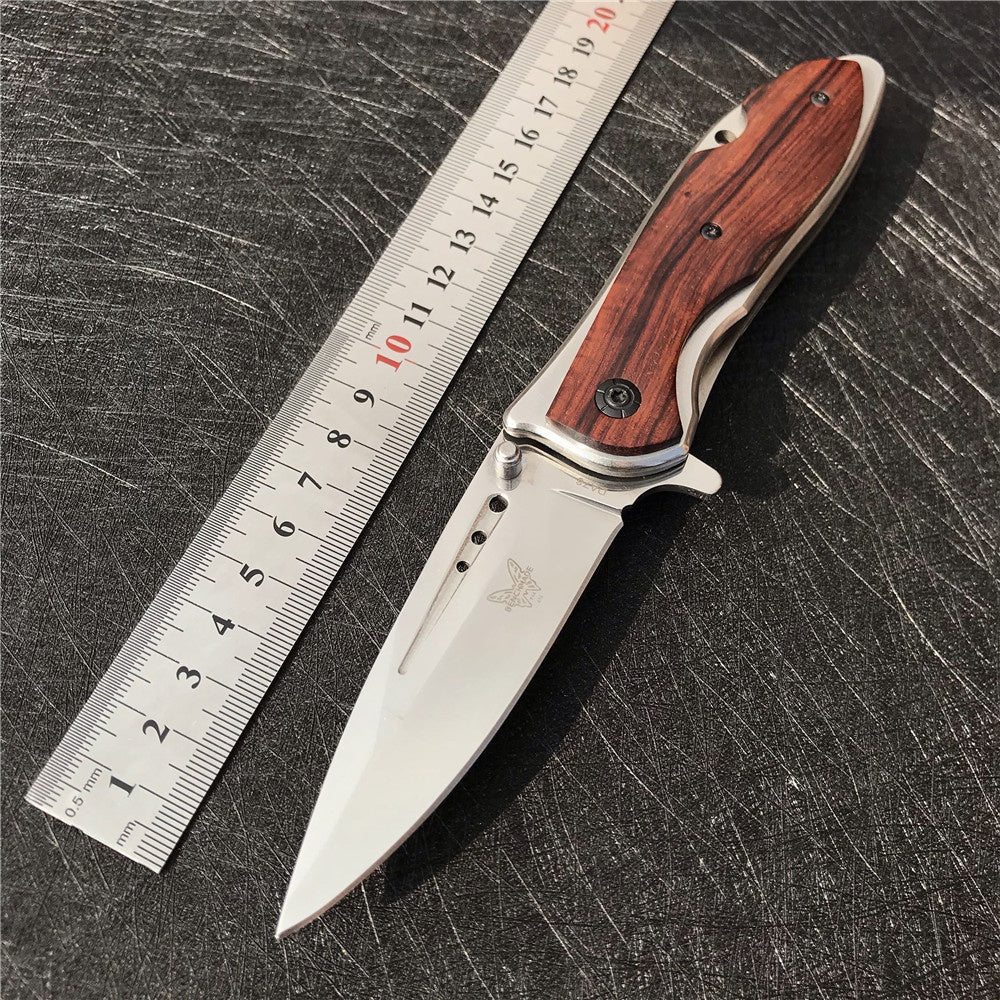 Tactical Camping Pocket Knife Benchmade Folding Knife 7Cr17Mov Steel Blade Color Wood Handle EDC Tool