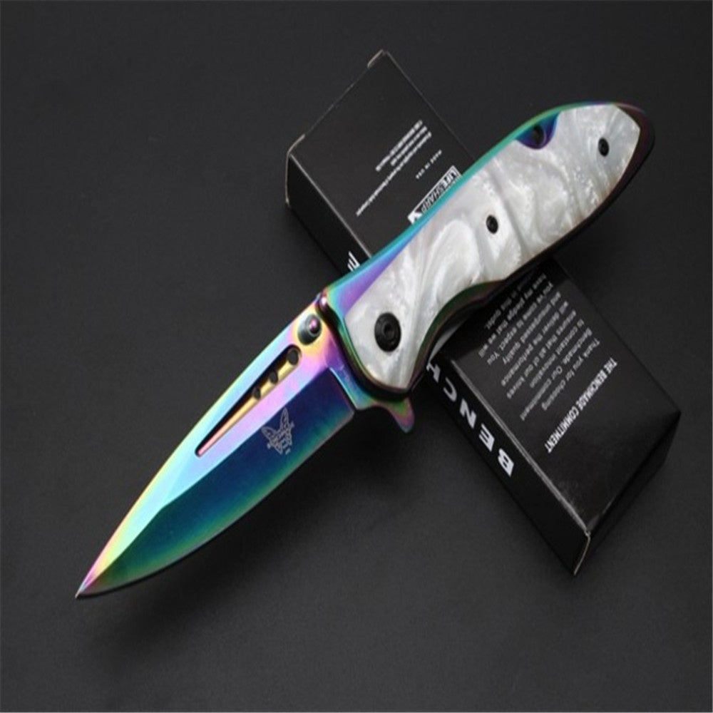 Tactical Camping Pocket Knife Benchmade Folding Knife 7Cr17Mov Steel Blade Color Wood Handle EDC Tool