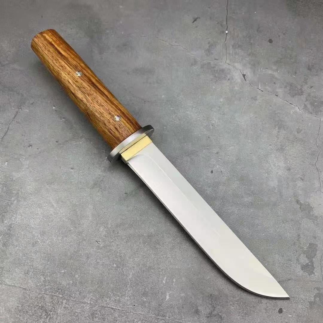 Katana Army Tactical Dagger Knife Rosewood Handle for Outdoor Survival Hunting Rescue High Hardness Fixed Blade Camp Knives Gift Leather Sheath