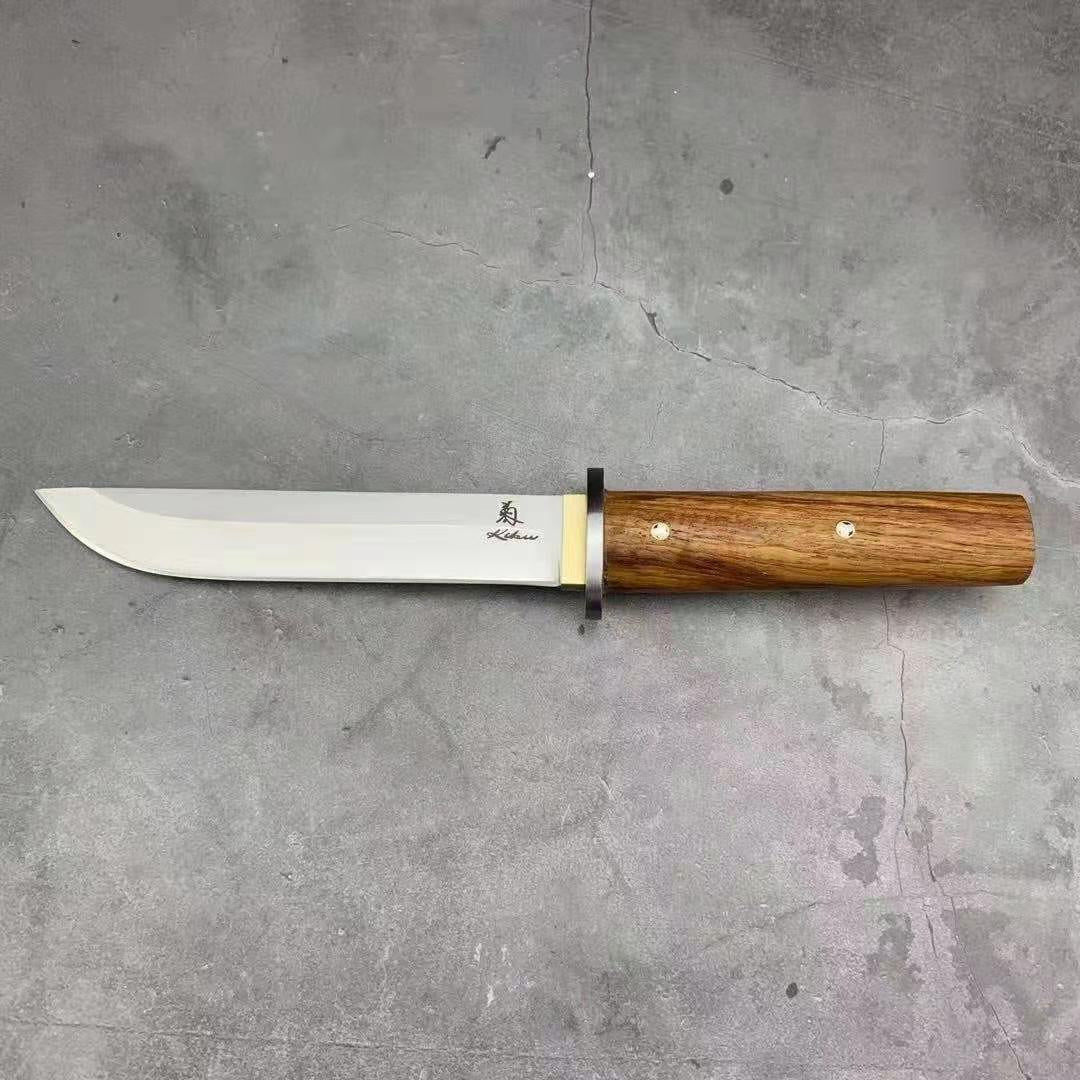 Katana Army Tactical Dagger Knife Rosewood Handle for Outdoor Survival Hunting Rescue High Hardness Fixed Blade Camp Knives Gift Leather Sheath