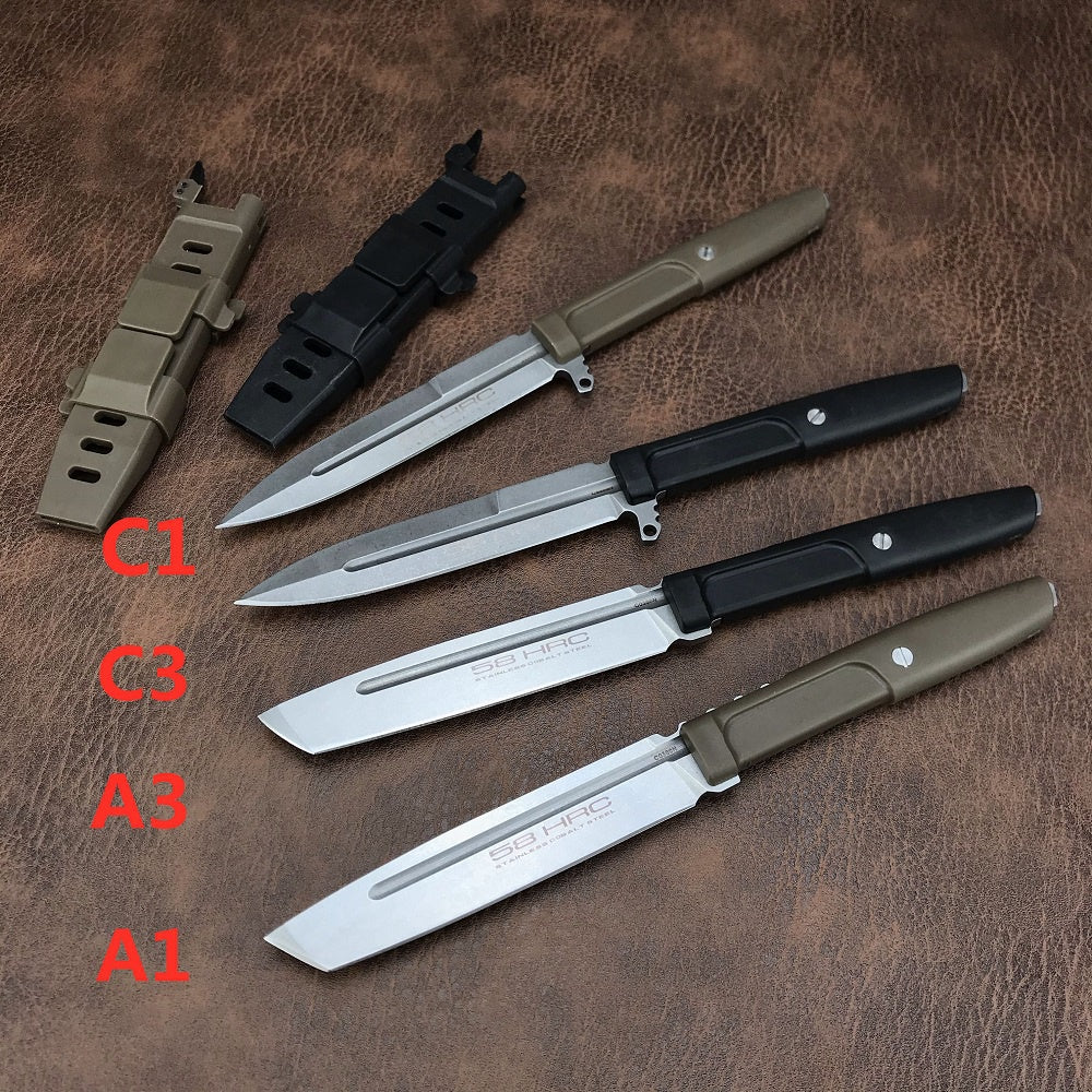 Fixed Blade Stiletto Knives Nylon Glass Fiber Handle EDC Outdoor Tactical fixed knife sword with sheath Combat self defense Weapons