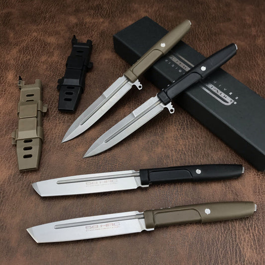 Fixed Blade Stiletto Knives Nylon Glass Fiber Handle EDC Outdoor Tactical fixed knife sword with sheath Combat self defense Weapons