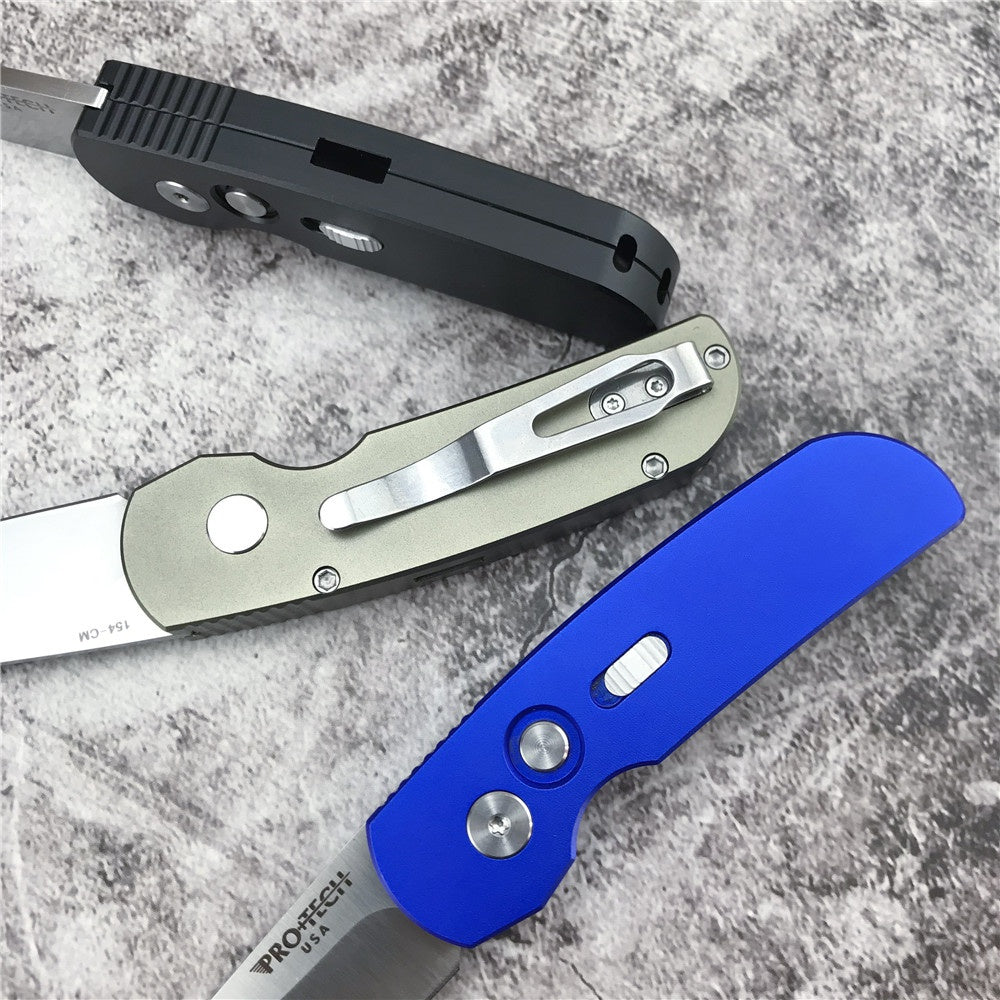 Pro-Tech  Tactical Spring Assisted Open Folding Knife T6-6061 Aluminium Alloy Handle 154CM Stainless Steel Rescue Camping Survival Pocket Knife