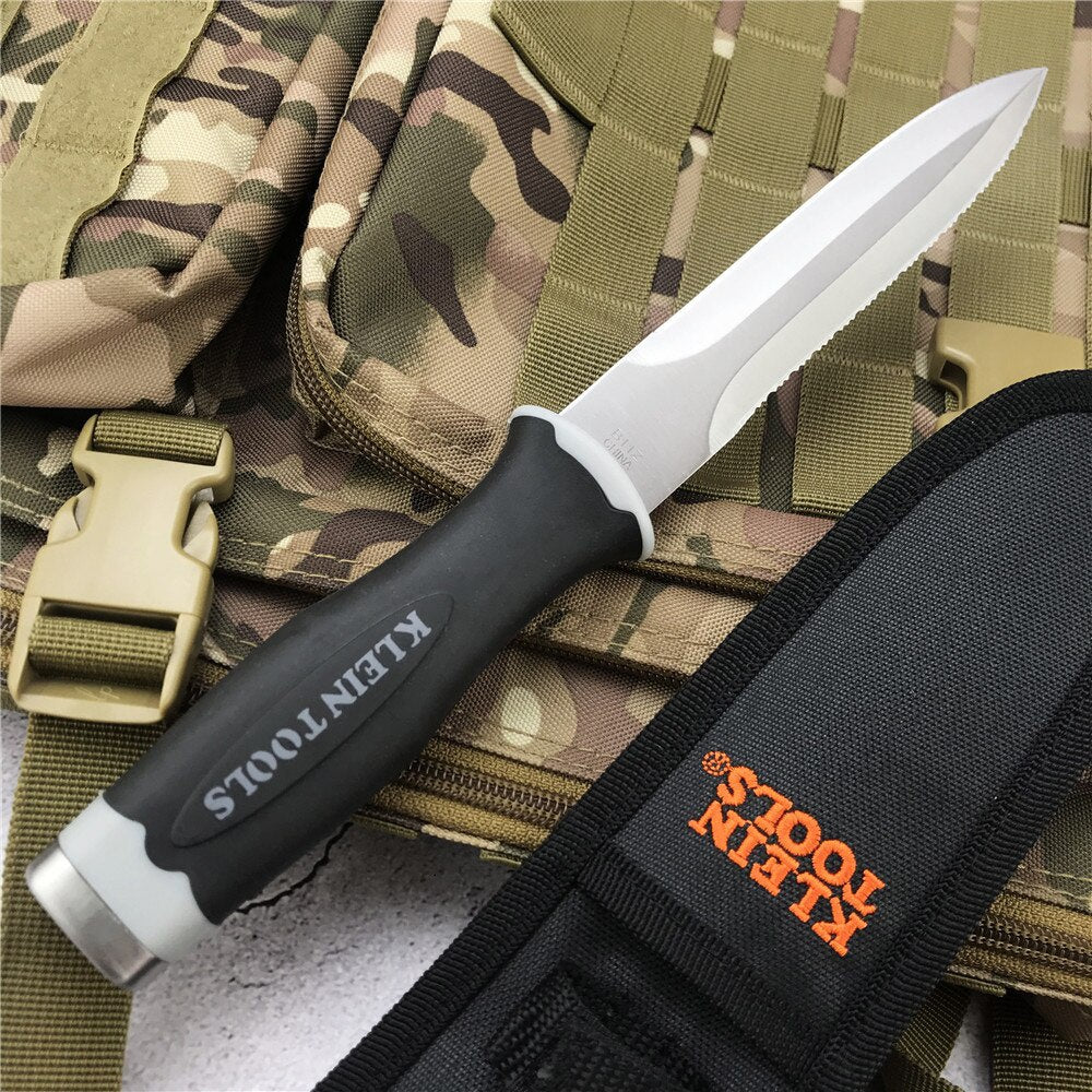 Klein Tool KnifeTactical  Leggings/Paratroopers Knife Rubber Handle Stainless Steel Diving Arc Straight knife