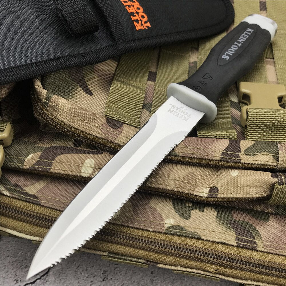 Klein Tool KnifeTactical  Leggings/Paratroopers Knife Rubber Handle Stainless Steel Diving Arc Straight knife