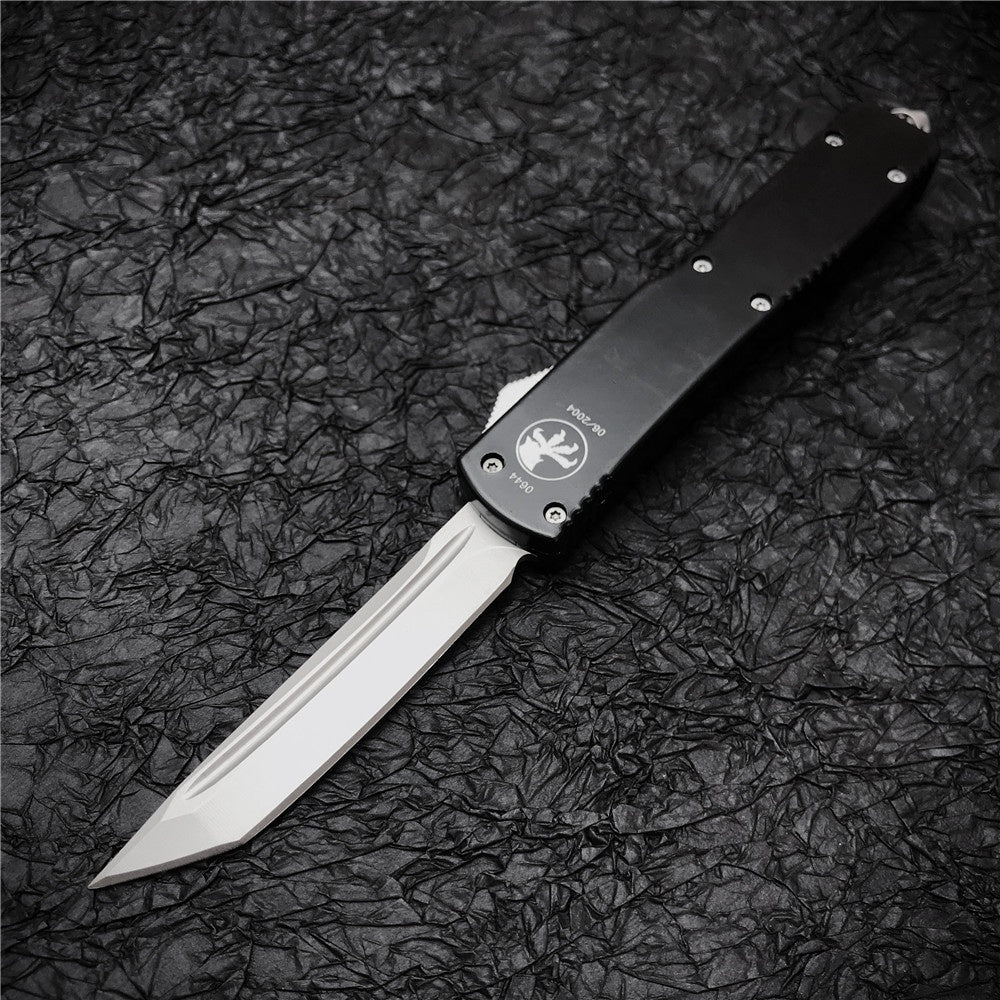 Microtech UT85 Adjustable Switchblade Flick Knife D2 high speed steel Tactical Dagger OTF-Safety Cutting Knives Green Aviation Aluminum handle spring assisted knives camping hunting hand tools