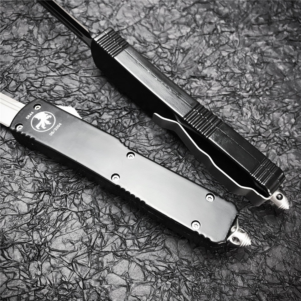 Microtech UT85 Adjustable Switchblade Flick Knife D2 high speed steel Tactical Dagger OTF-Safety Cutting Knives Green Aviation Aluminum handle spring assisted knives camping hunting hand tools