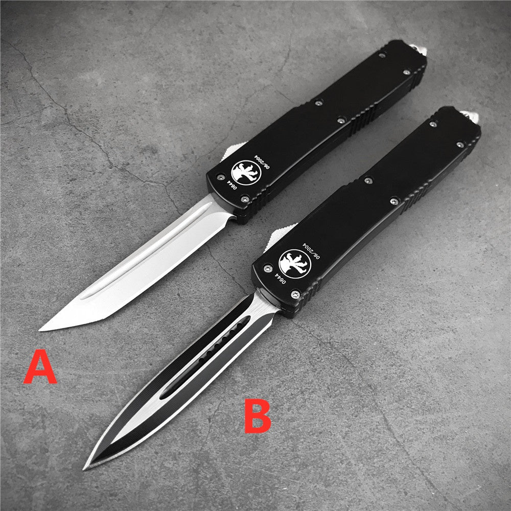 Microtech UT85 Adjustable Switchblade Flick Knife D2 high speed steel Tactical Dagger OTF-Safety Cutting Knives Green Aviation Aluminum handle spring assisted knives camping hunting hand tools