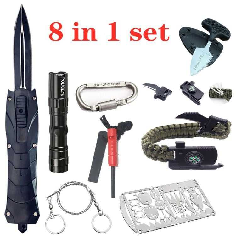 New Product Upgrades |Card Knife+Push Knife + Gifts Knives Set Tactical OTF AUTOMATIC Spring Knife Fixed Blades Double Switchblade Edge Survival outdoor multitool Tanto Hunting tools