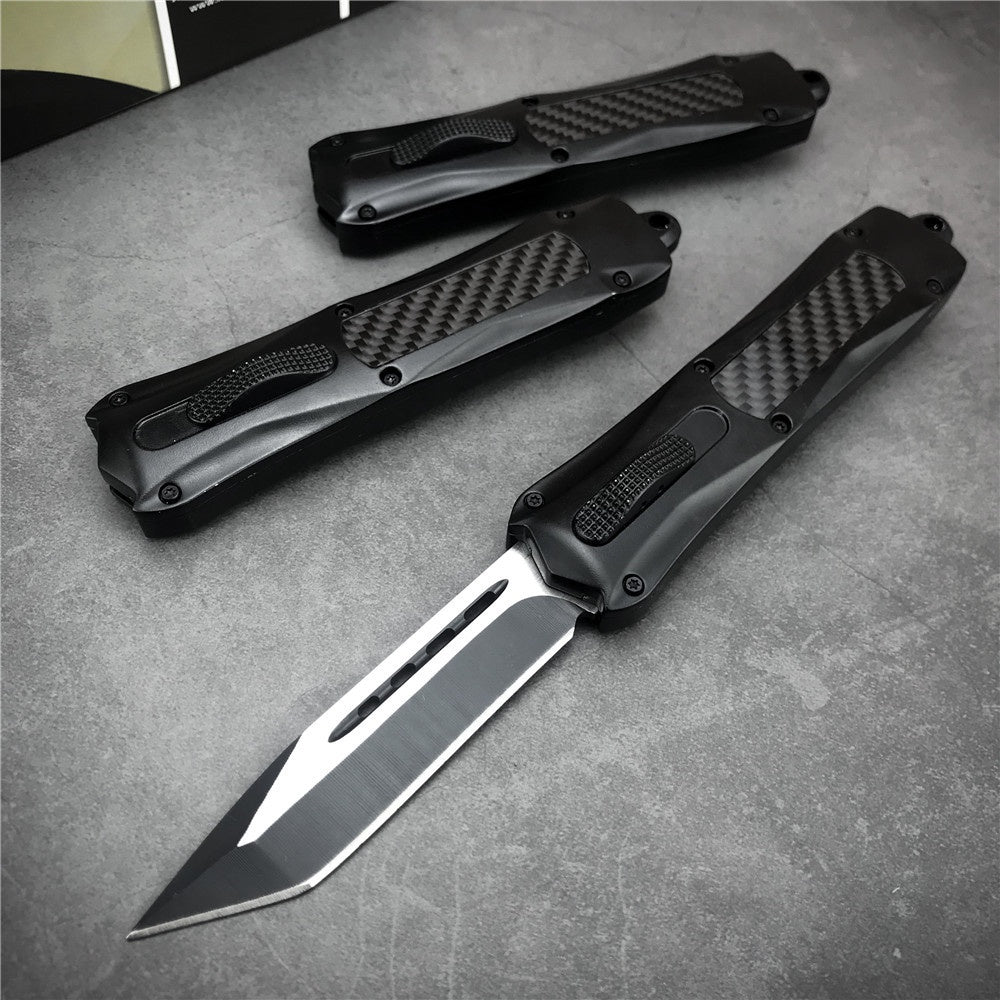 Microtech 3300 carbon fiber handle OTF spring automatic Knife quick switch straight out of the double-edged outdoor hiking camping survival Tactical Knife