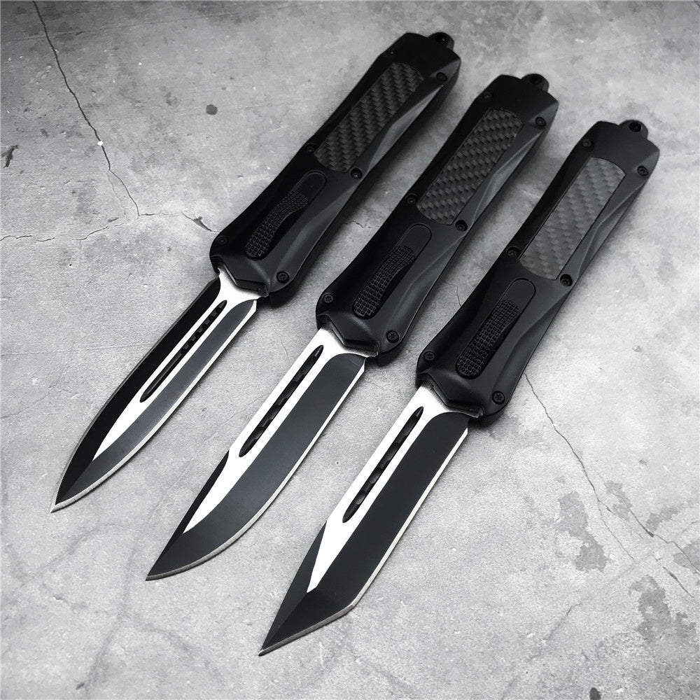 Microtech 3300 carbon fiber handle OTF spring automatic Knife quick switch straight out of the double-edged outdoor hiking camping survival Tactical Knife