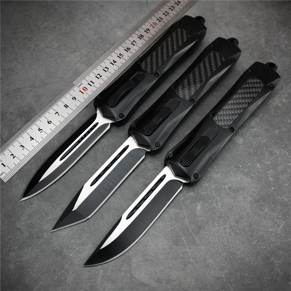 Microtech 3300 carbon fiber handle OTF spring automatic Knife quick switch straight out of the double-edged outdoor hiking camping survival Tactical Knife