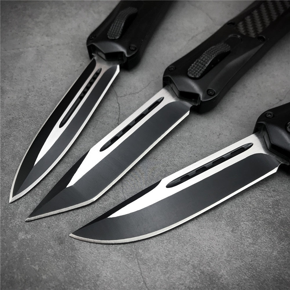 Microtech 3300 carbon fiber handle OTF spring automatic Knife quick switch straight out of the double-edged outdoor hiking camping survival Tactical Knife