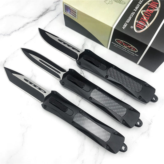 Microtech 3300 carbon fiber handle OTF spring automatic Knife quick switch straight out of the double-edged outdoor hiking camping survival Tactical Knife