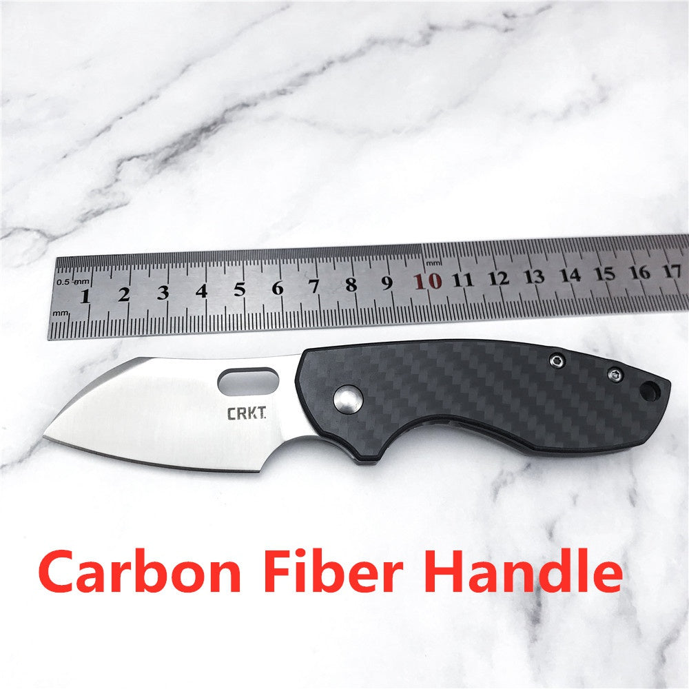 CRKT 5311 Pilar Carbon Fiber Handle EDC Folding Pocket Knife， Compact Everyday Carry, Satin Blade with Finger Choil, Thumb Slot Open, Frame Lock Stainless Handle, Reversible Pocket Clip 5311
