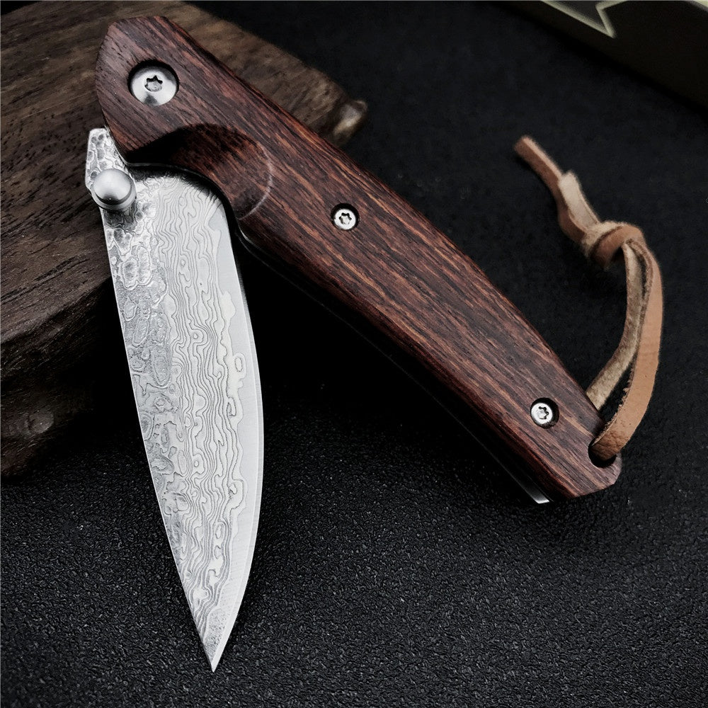 VG10 Damascus Steel Outdoor Tactical Folding Knives Rosewood Handle Knife Handmade Survival Rescue Tools camping Hunting Knife EDC tools