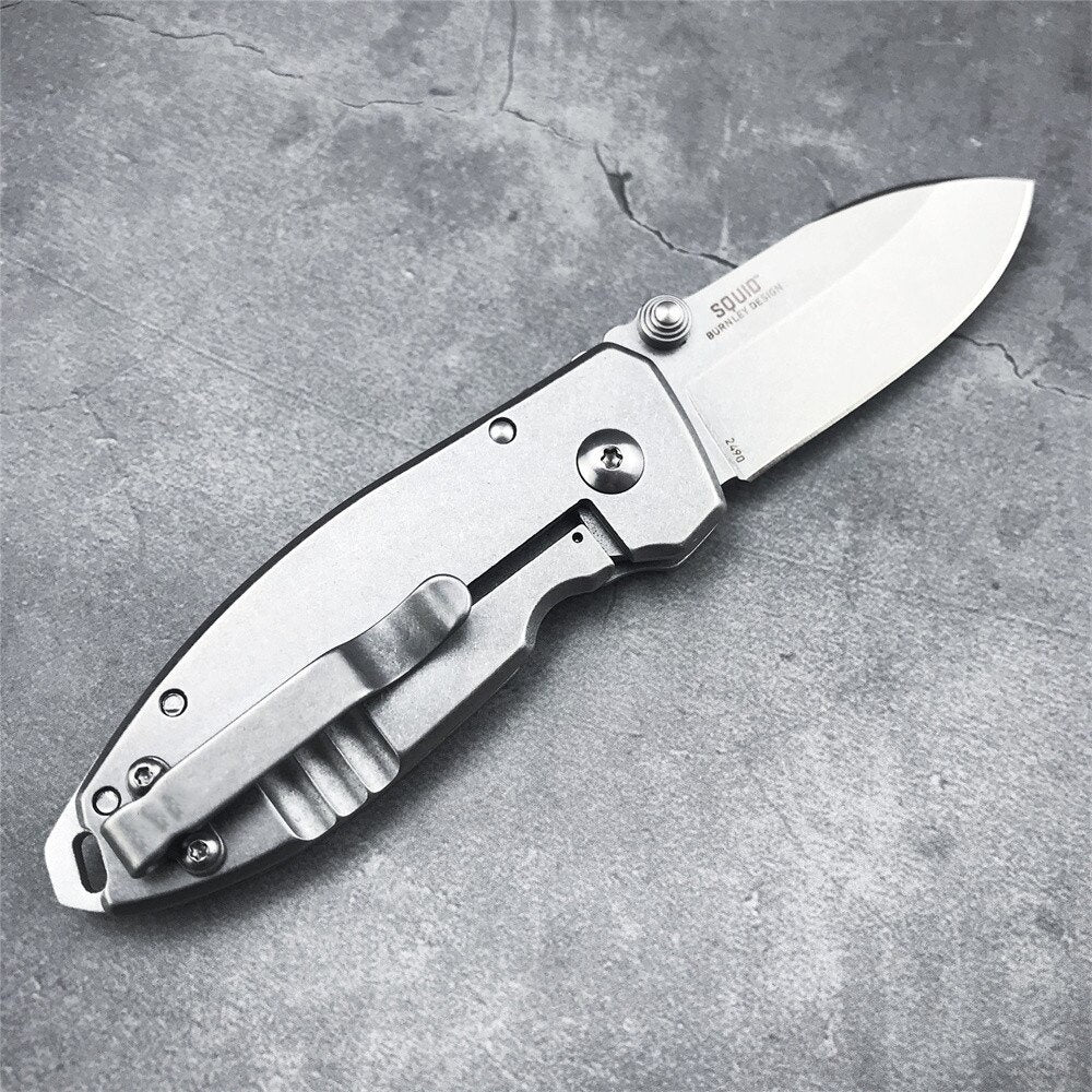 CRKT 2490 Folding Pocket 8Cr13MoV Blade Steel Handle Knife Outdoor Camping Rescue Kitchen Fruit Folding Knife EDC Pocket Tool Gifts