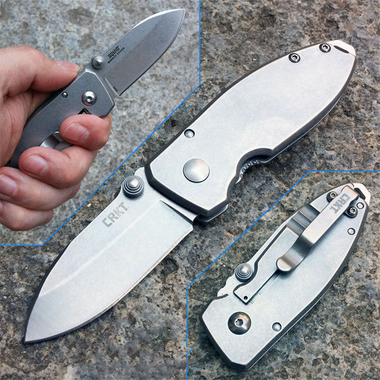 CRKT 2490 Folding Pocket 8Cr13MoV Blade Steel Handle Knife Outdoor Camping Rescue Kitchen Fruit Folding Knife EDC Pocket Tool Gifts
