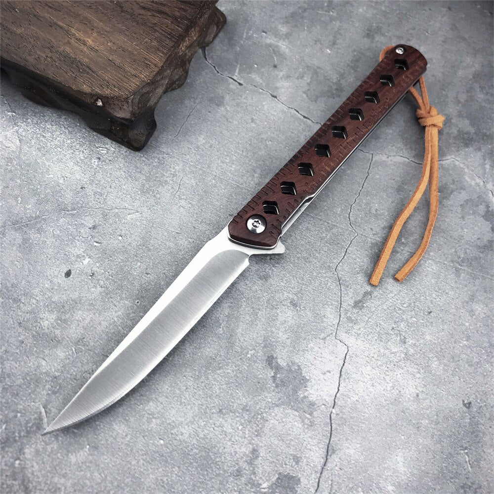 EDC Folding Knife 8CR13MOV Padauk Handle Blade Tactical Camping Survival Combat Pocket Knives EDC Hunting Multi Tools Knife Gift
